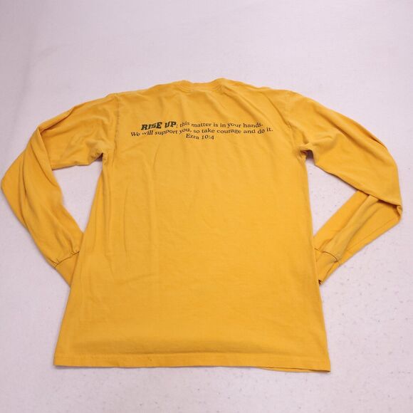 Gildan Baylor Casual Long Sleeve Graphic T-Shirt Mens Size S Yellow White - Picture 7 of 8